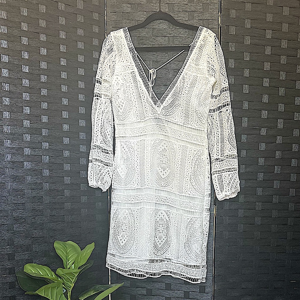 White crochet style dress